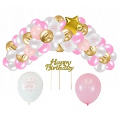 Girlanda balony na urodziny topper różowy mix